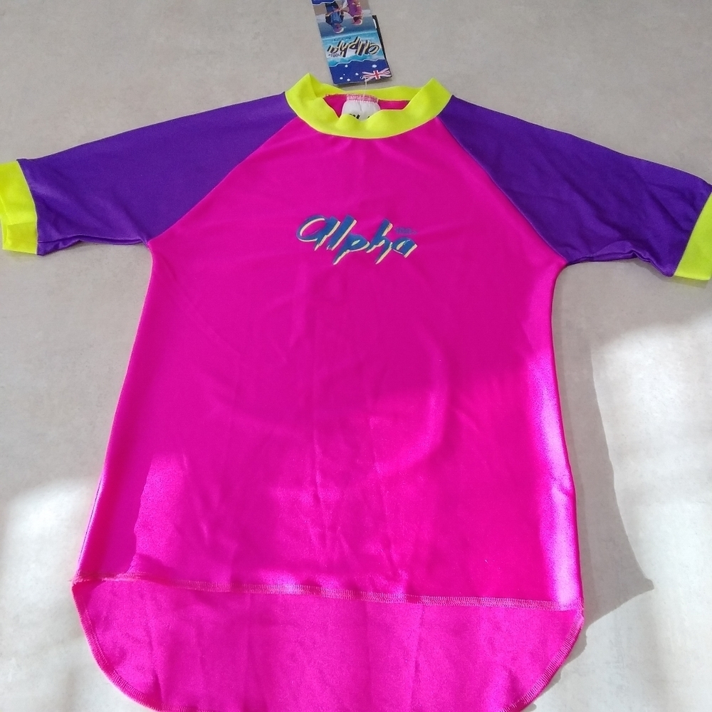 Childrens Swimming top Kids alpha ultimate protection retro pink shirt New